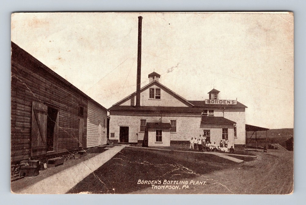 Thompson PA-Pennsylvania Borden's Bottling Plant Antique, Vintage c1909 Postcard