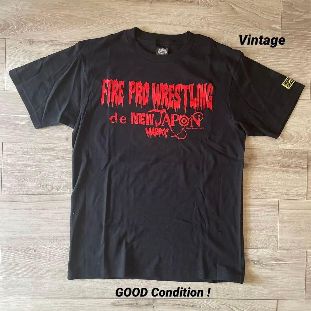 HARDCORE CHOCOLATE Vintage Japan Pro Wrestling T-Shirt L Black Logo Rare