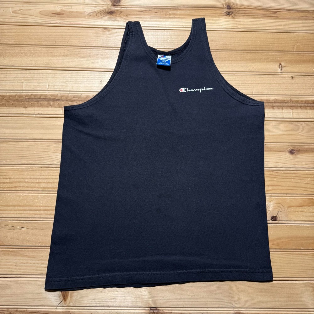 Vintage 90s Champion Script Embroidered Logo Gym Training Tank Top Men's Medium