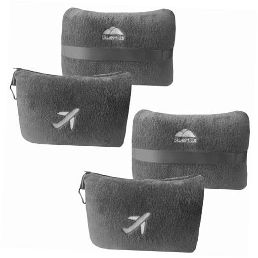 2 Pack Travel Blanket Pillow in Mini Soft Case Premium Plush Airplane Blanket