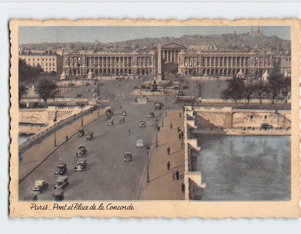 Postcard Pont et Place de la Concorde Paris France