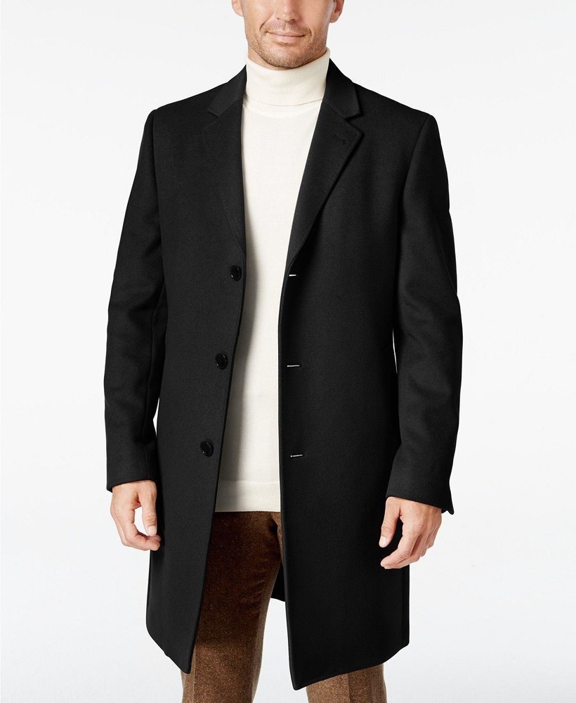 Lauren Ralph Lauren Men's Black Regular fit Overcoat 42 XL NEW $495 LUTEO2DT0050