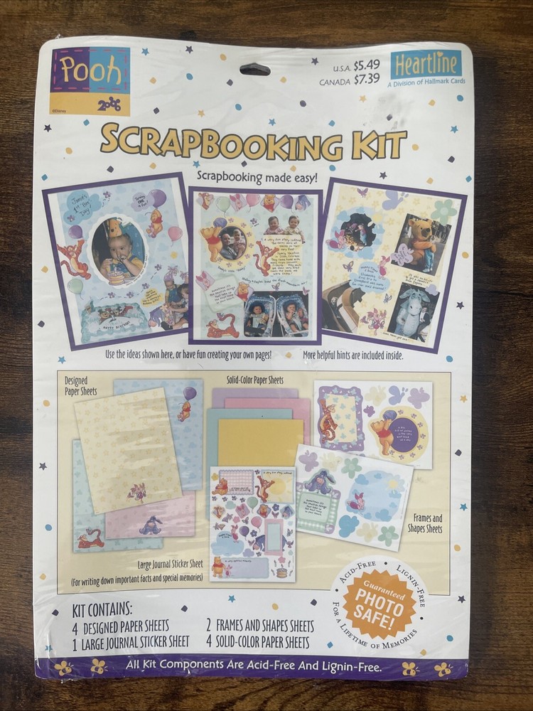 Disney Pooh & Friends Acid-Free Scrapbook Kit with Vintage Heartline Design-image