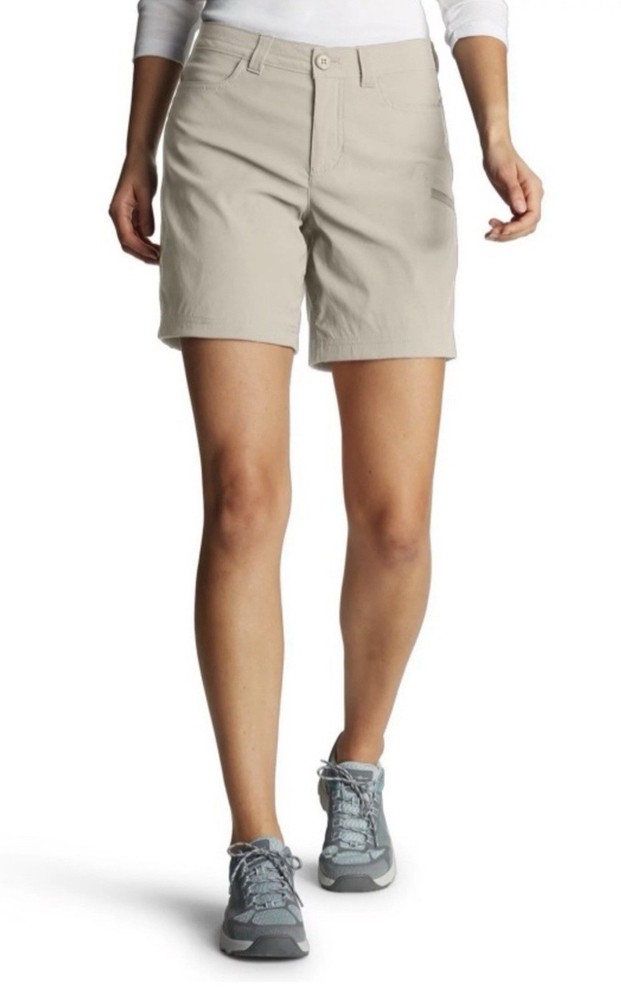 Women's Eddie Bauer Rainier Shorts Size 14 Khaki Waterproof UPF 50+ NWT Gorpcore