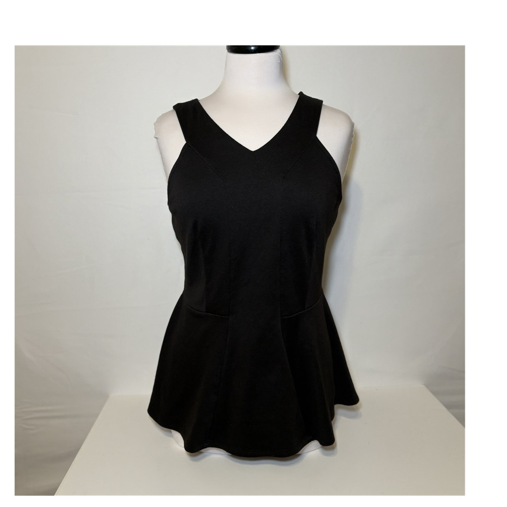 Torrid Black V-Neck Peplum Sleeveless Tank Women's Plus Size 0