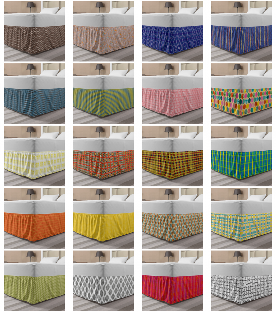 Ambesonne Abstract Pattern Bedskirt Elastic Wrap Around Skirt Gathered Design