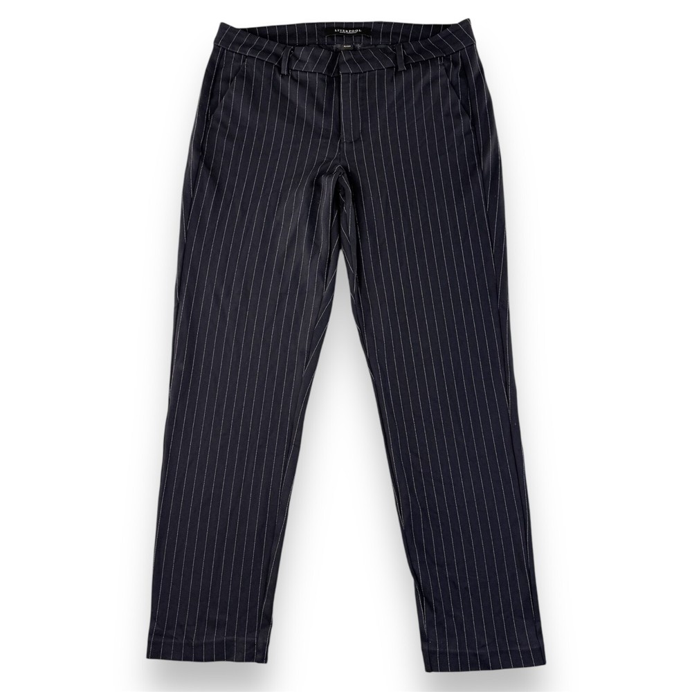 Liverpool Dress Pants Women's 8/29 Black White Striped Stretch Business Career