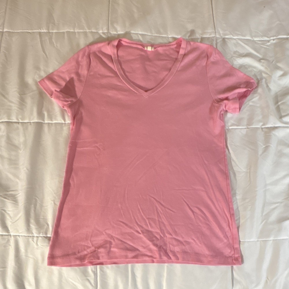 J.Crew Pink Cotton Knit Basic V-Neck Short Sleeve T-Shirt Women’s XL