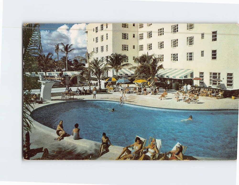 Postcard Pool View Coronado Hotel Miami Beach Florida USA