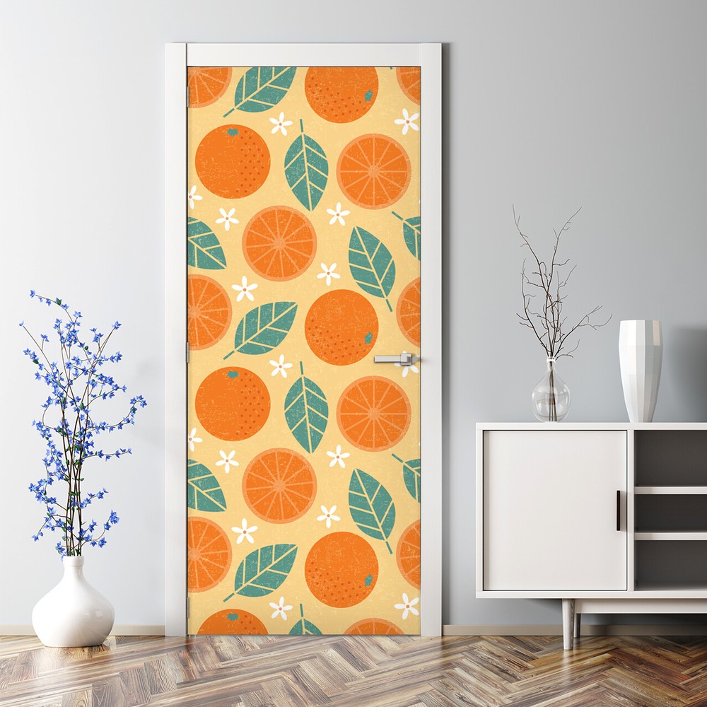Vintage Orange Retro Fruit Door Decal Oldschool Renter Design  