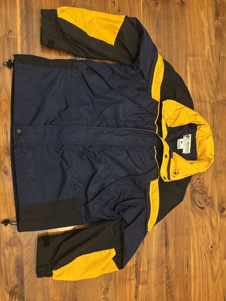 Columbia Fire Ridge colorblock yellow navy men's windbreaker jacket M