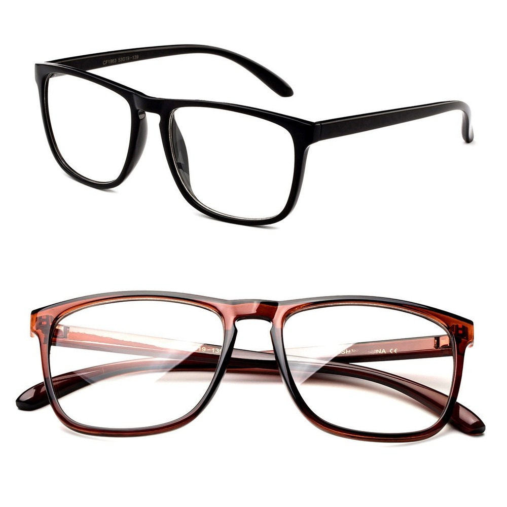 Classic Retro Clear Lens Squared Solid Color Frame Glasses No Logo