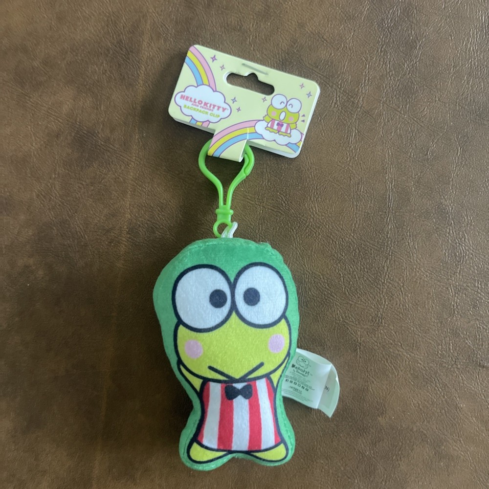 Sanrio Keroppi Hello Kitty Plush Backpack Clip Keychain Mini NWT 2023 New Green