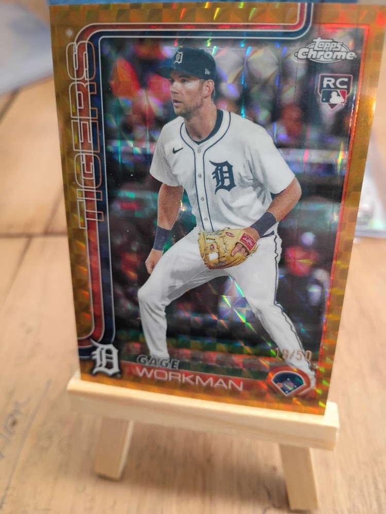 2025 Topps Chrome Gage Workman USC-21 Gold Geometric Refractor #'d /50 Tigers