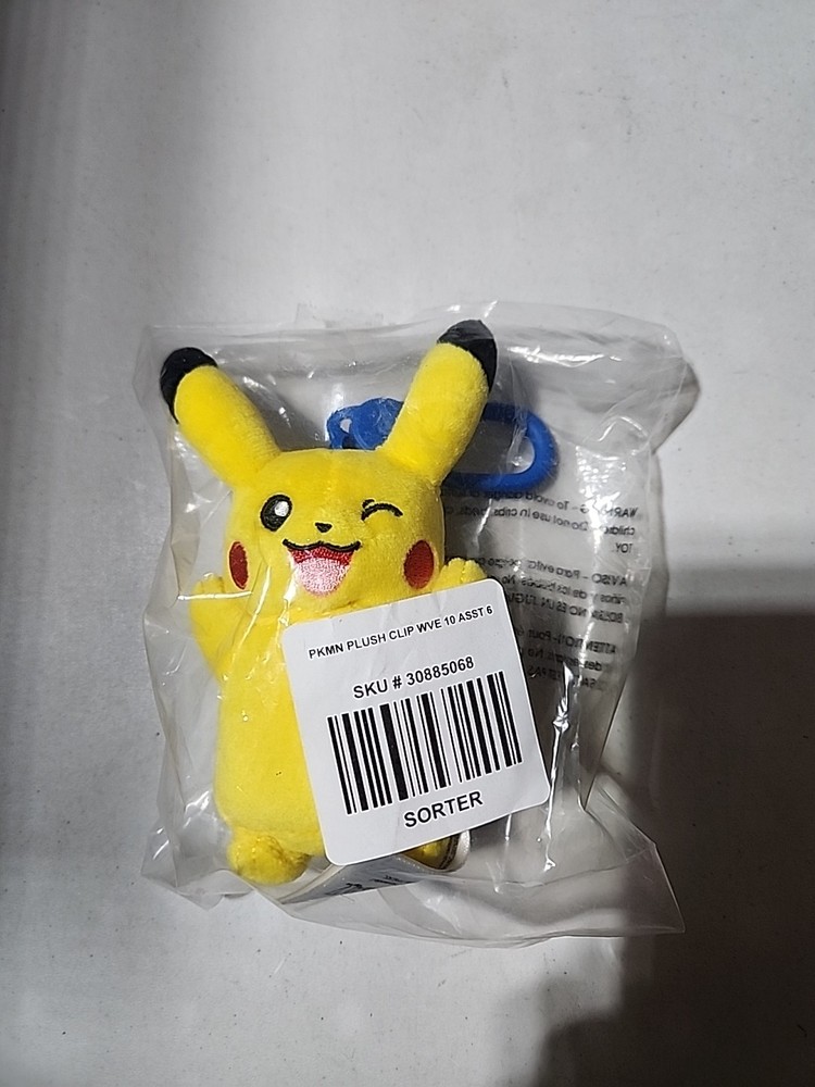Pokemon Clip On Pikachu Bag Back Pack Clip-On Plush, Brand New