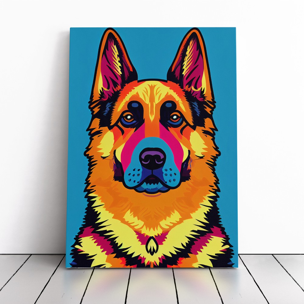 German Shepherd Pop Art Canvas Wall Art Print Framed Picture Decor Living Room