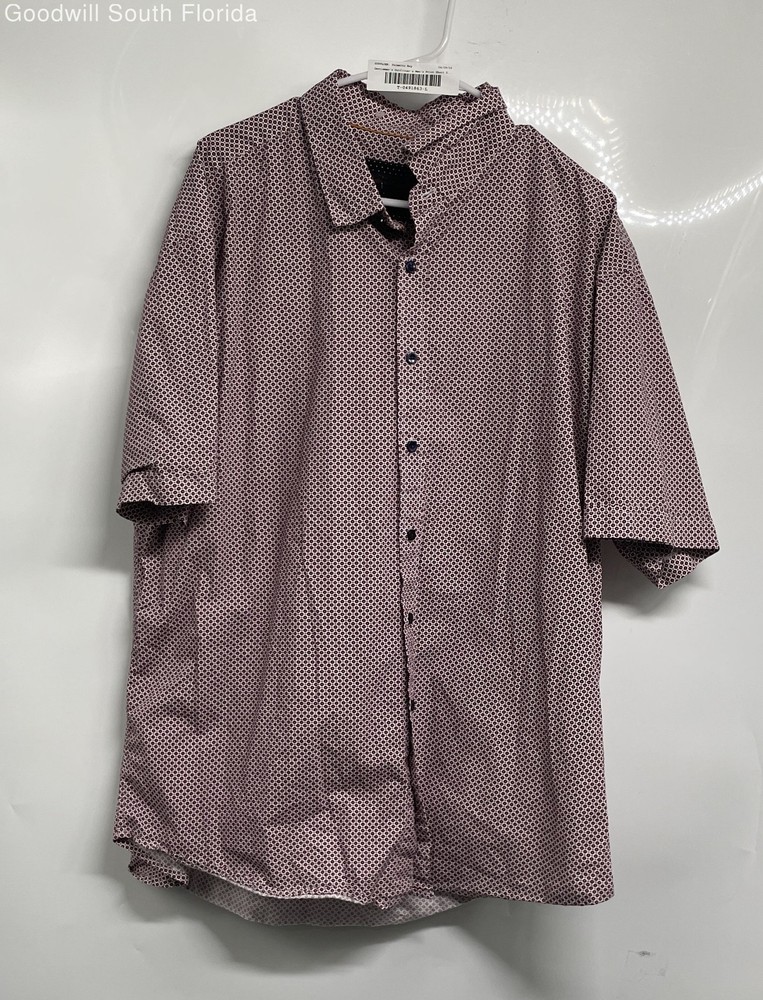 Gentlemen's Outfitters Mens Red Geometric Short Sleeve Button-Up Shirt Size 2X