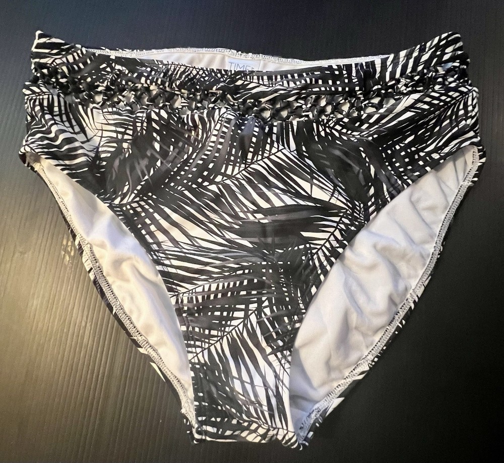 Time and Tru Women's High-Waist Bikini Swimsuit Bottom Rich Black Lg (12/14)
