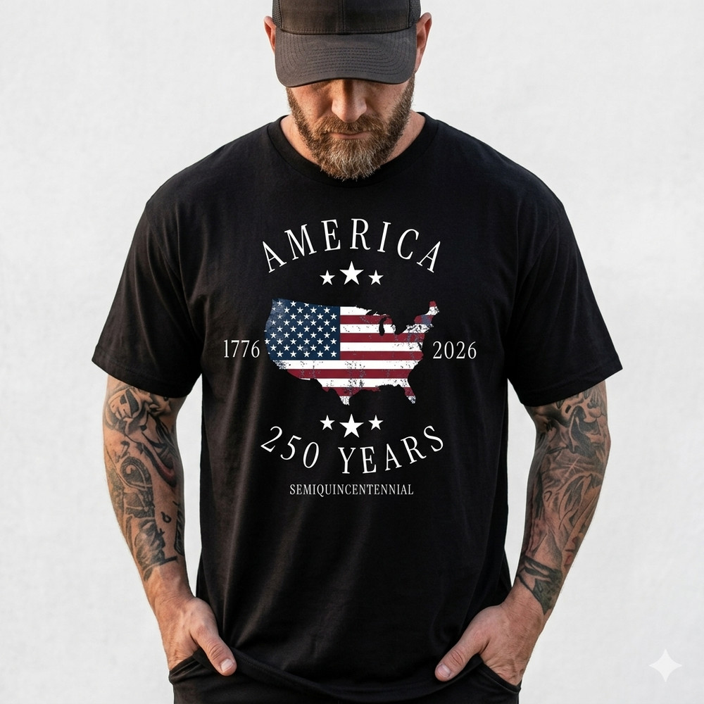 USA Anniversary 1776-2026 T-Shirt Patriotic Flag Graphic July 4th Tee