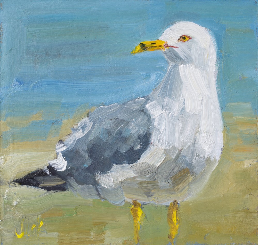 Gull Oil Painting Seagull Original Wall Art Fly Bird Artwork Seascape Artwork