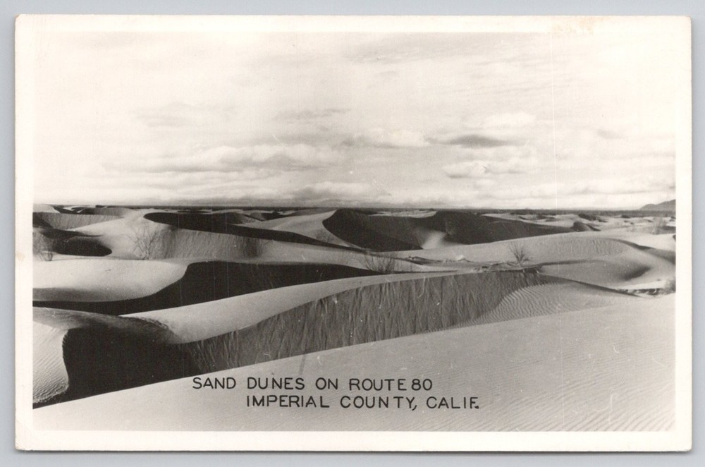 Sand Dunes Route 80 Imperial County California RPPC Vintage Postcard