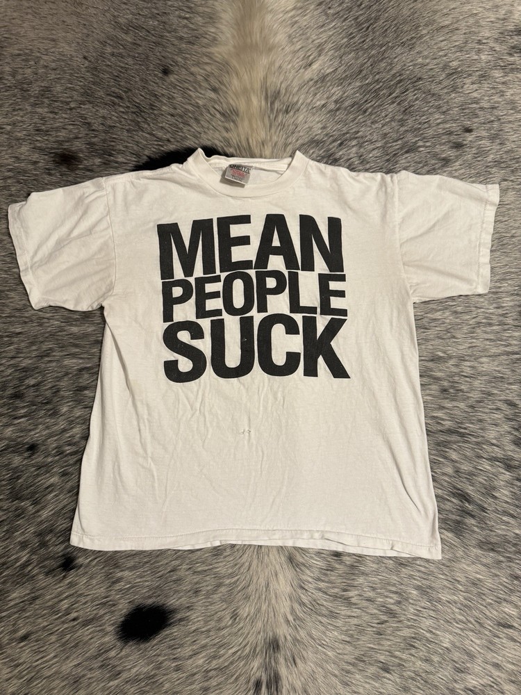 Vintage 90s Oneita Power-T “MEAN PEOPLE SUCK” Graphic Tee 😈🖤