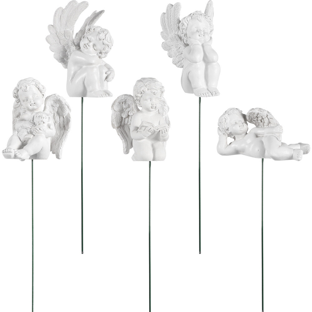 5pcs Metal Flower Stick Outdoor Plant Pick Bonsai Micro Ornaments