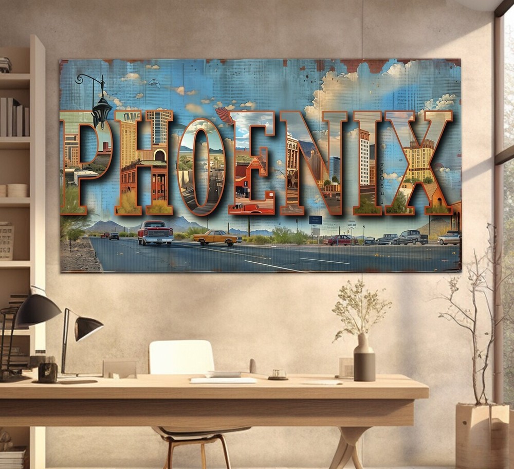 Phoenix Sign Abstract Art City Street Wall Art Canvas Unframed Print Art
