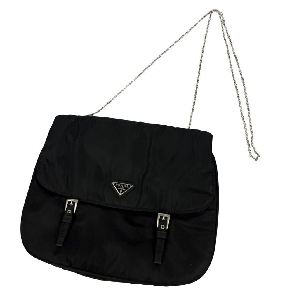 Prada Black Archive Three-Layer Chain Crossbody Shoulder Bag