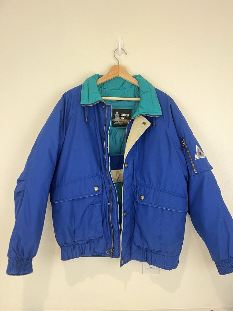 Vintage 90s London Fog Men’s Small Goose-Down Lined Bomber Ski Jacket Heavyweight