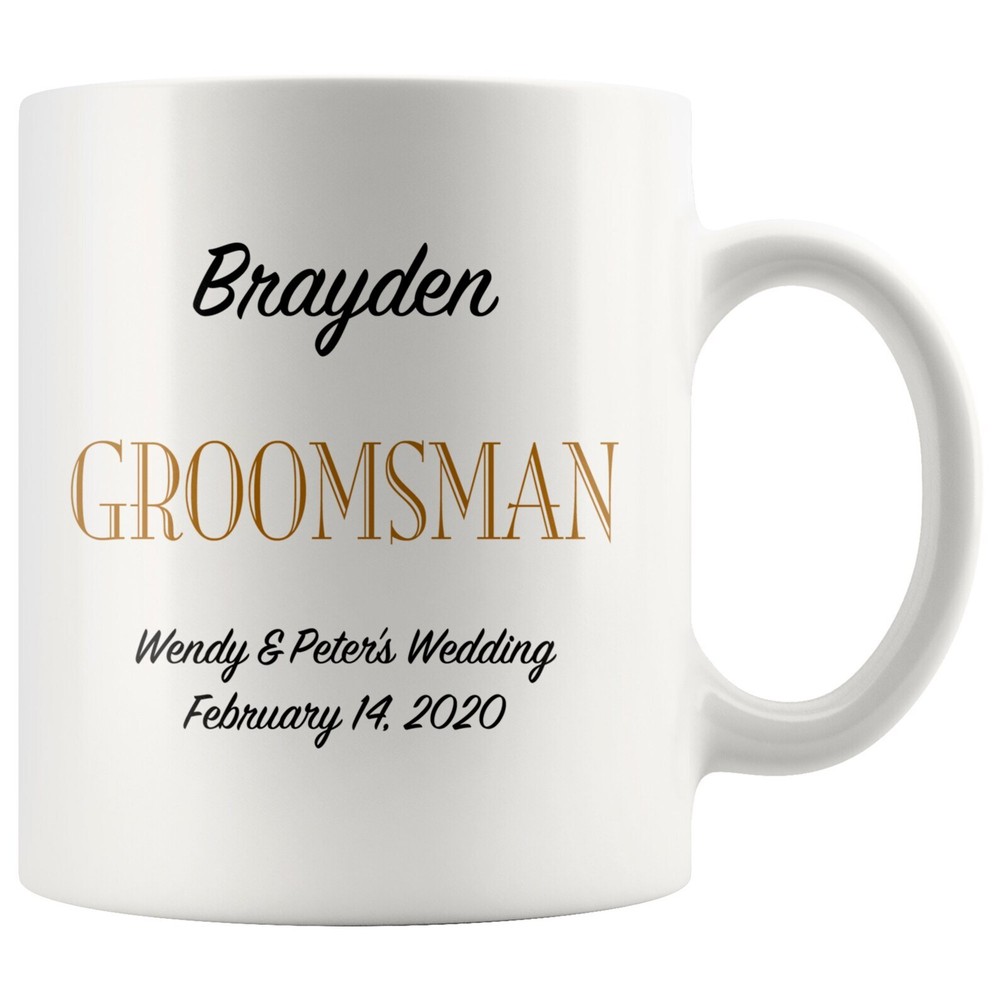 Groomsman Coffee Mug Personalized Wedding Gift White Ceramic Coffee Tea Hot