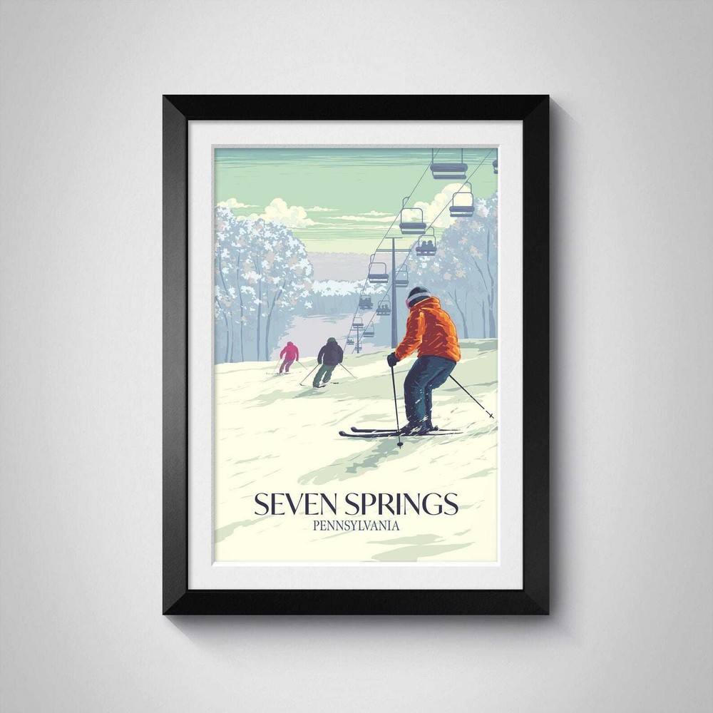 Seven Springs Pennsylvania Ski Poster Seven Springs Wall Art Seven Springs Ski
