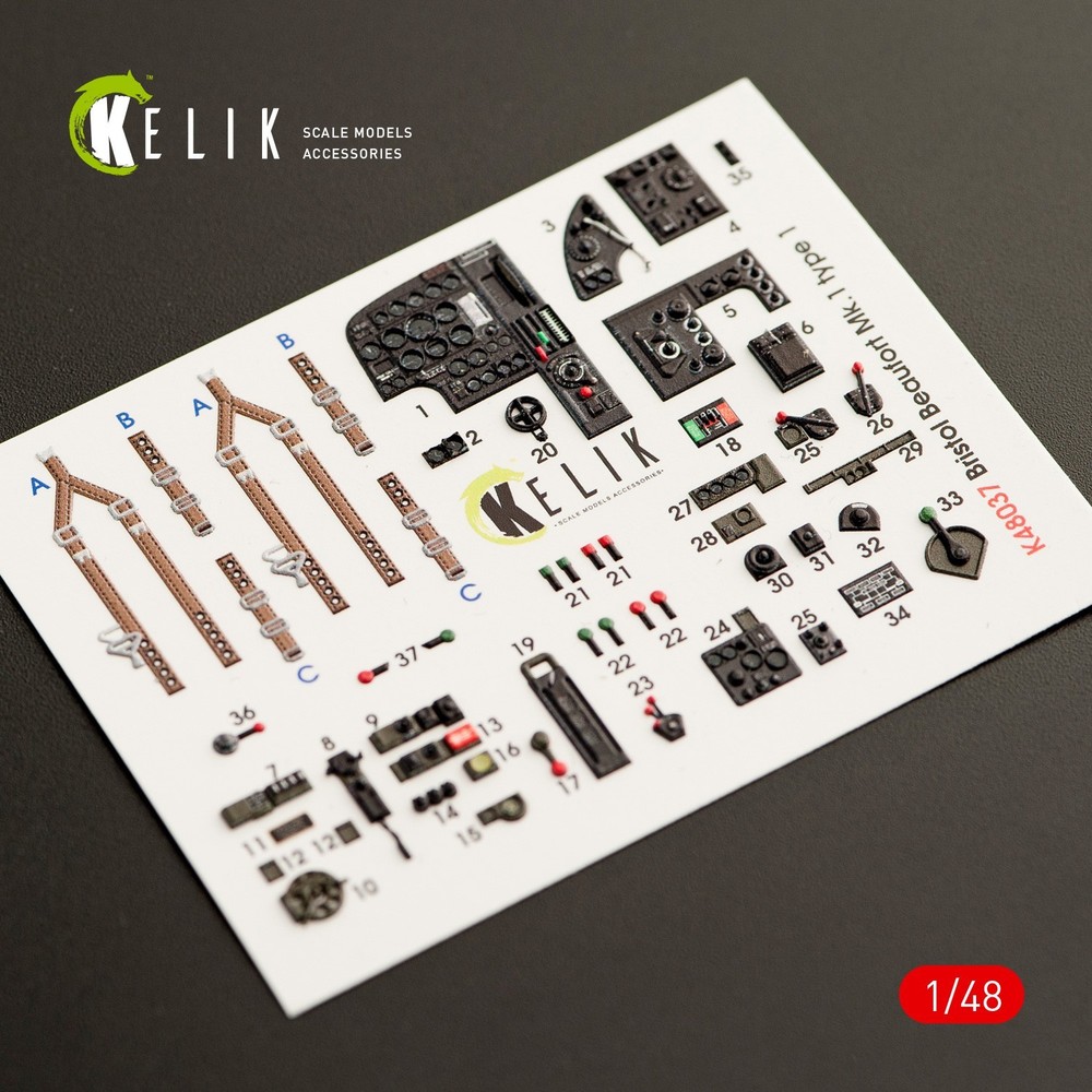 KeliK Bristol Beaufort Mk.1 type 1 3D Interior Decals for ICM Kit 1/48 K48037