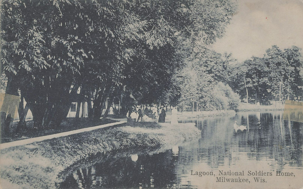 Lagoon At National Soldiers Home Postcard Milwaukee Wi Wisconsin 1907