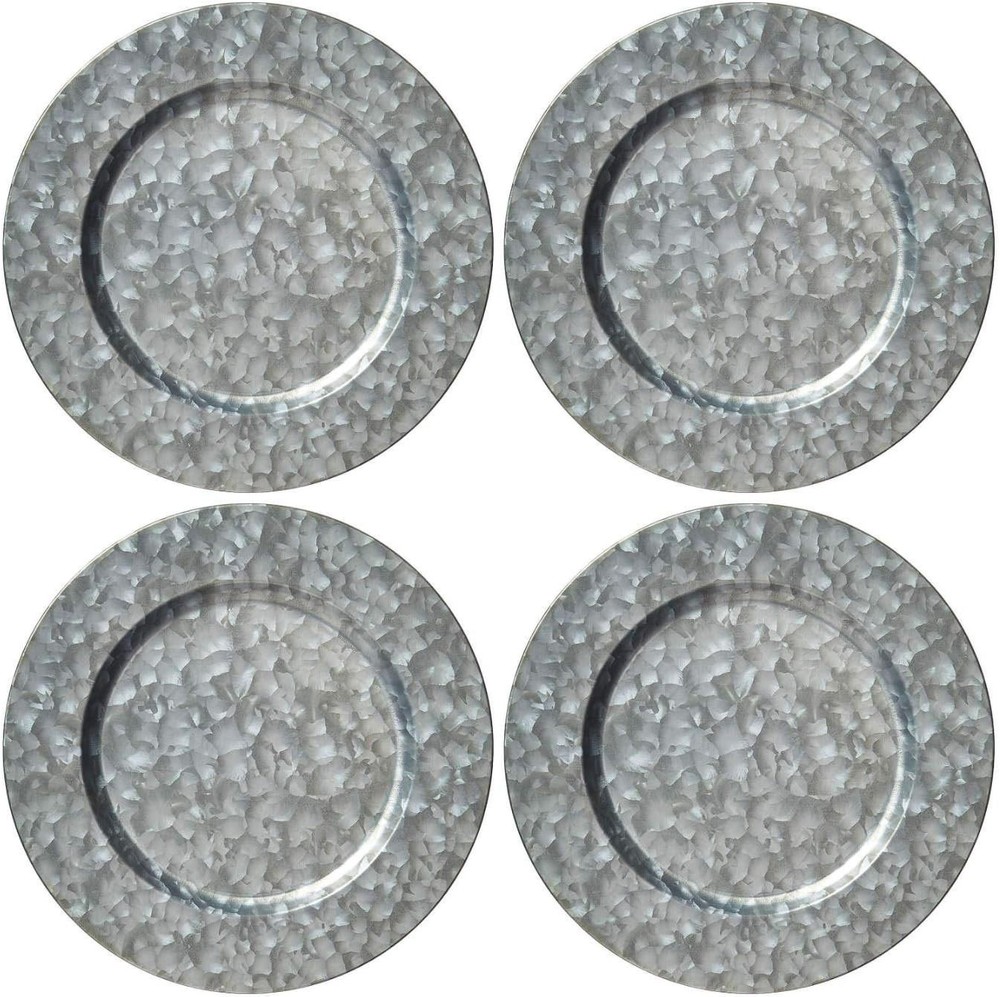 Silver Galvanized Steel Charger Plate 13-inch Classic Charger Plates Dinnerwa...