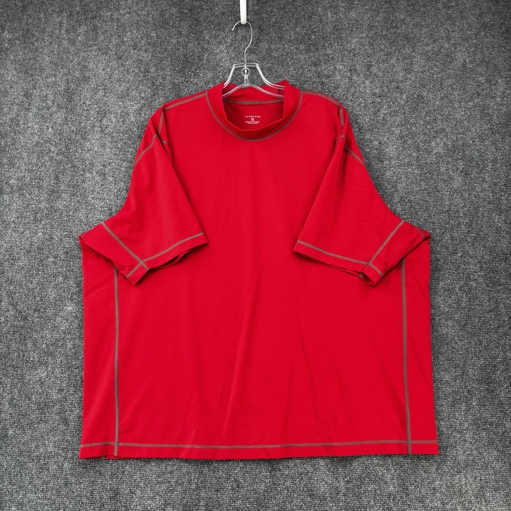Lands End Men’s Red Performance Shirt Size 3XL Short Sleeve Outdoor Swim Stretch