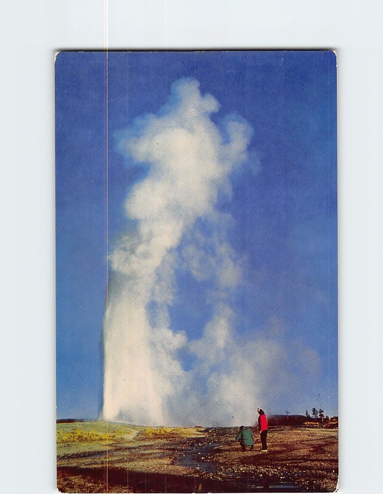 Postcard Old Faithful Yellowstone National Park in Wyoming