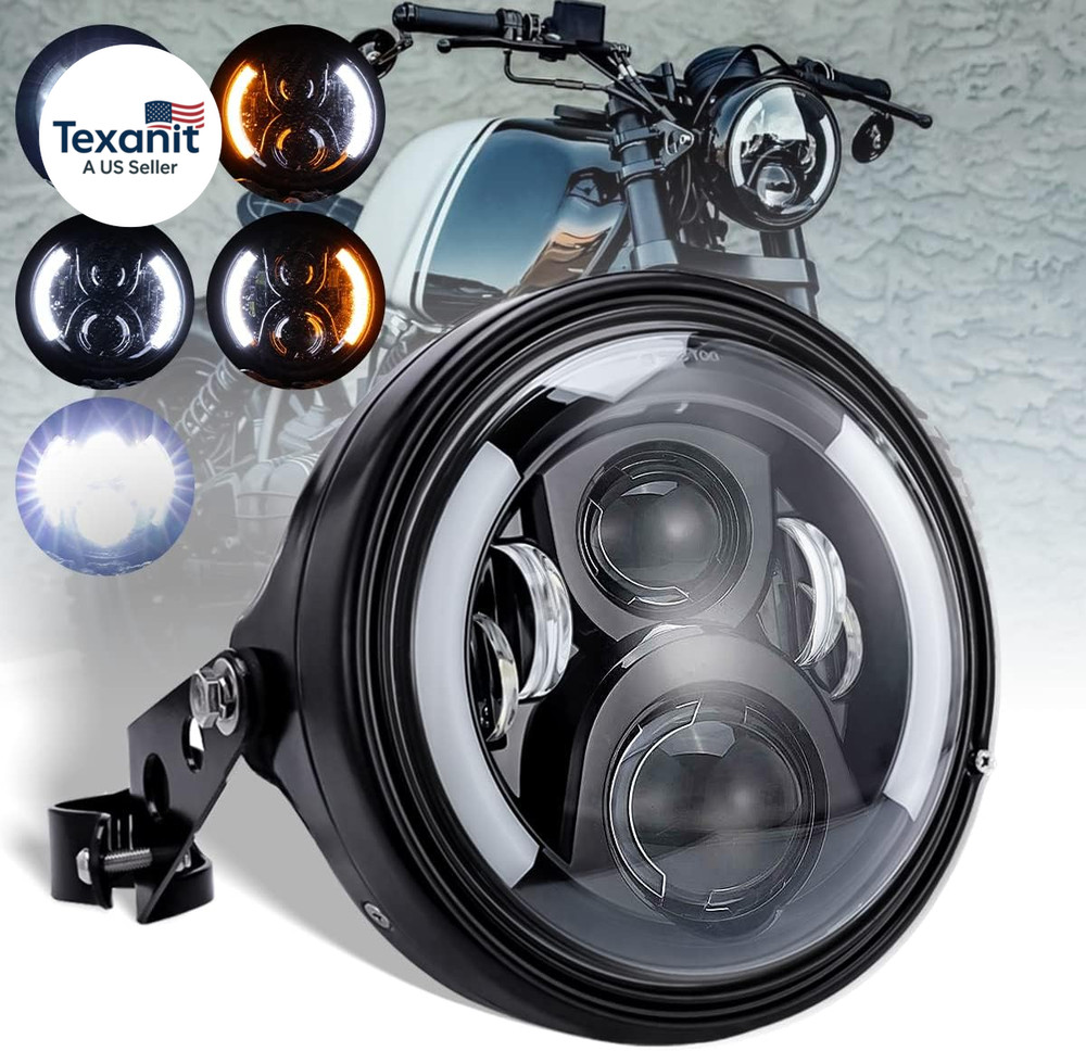 7 Inch LED Motorcycle Headlight round with Housing Bucket Turn Signal DRL Hi/Low