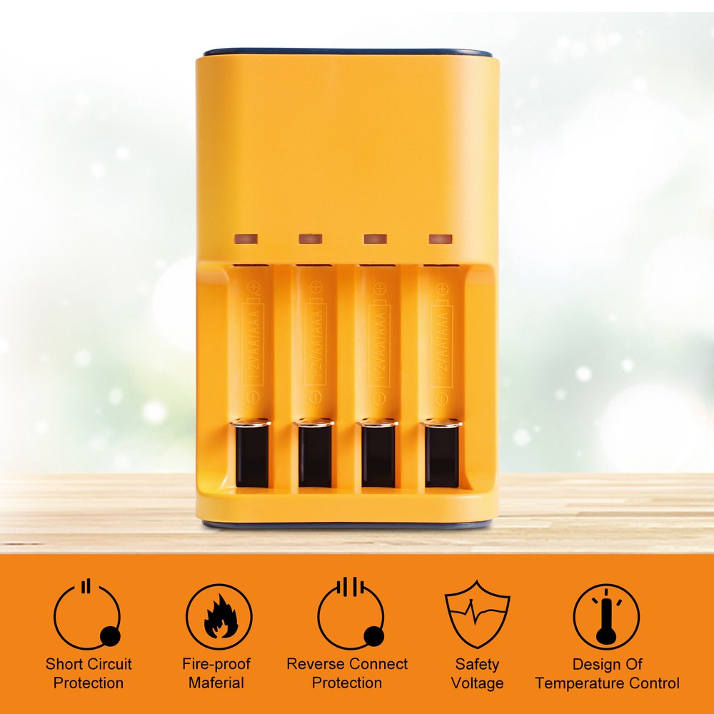 Rapid Smart Battery Charger 4-Slot for AA AAA 1.2V NiMH Rechargeable Batteries