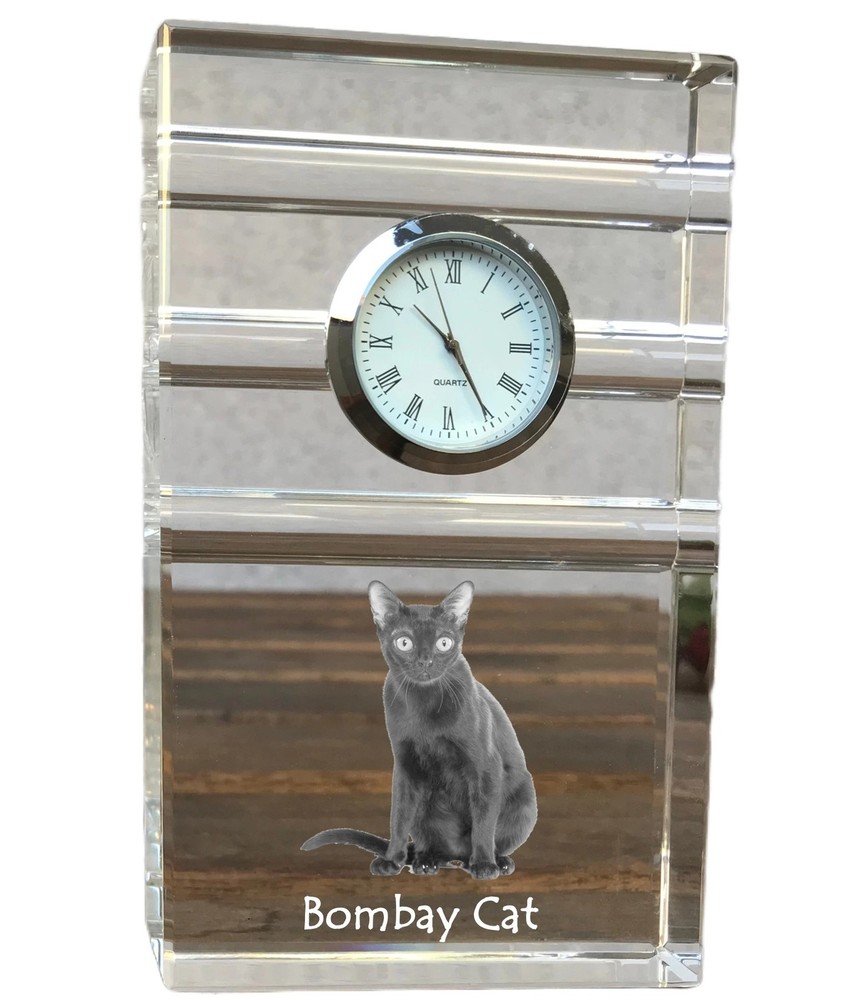 Bombay-Katze - Glass Clock With Photo, Katzenfoto IN Crystal, Personalized