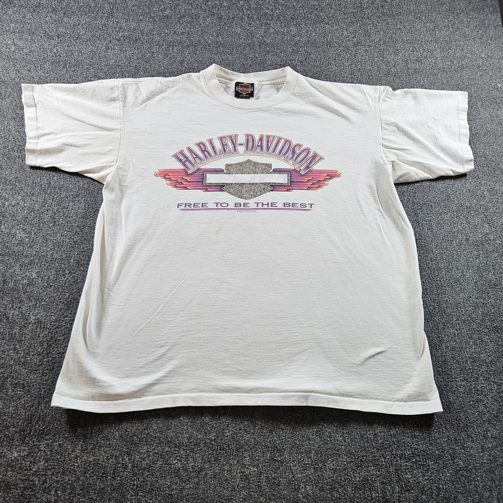 Vintage Harley-Davidson Shirt Mens XL White Frankfurt Germany 1993 Biker Tee