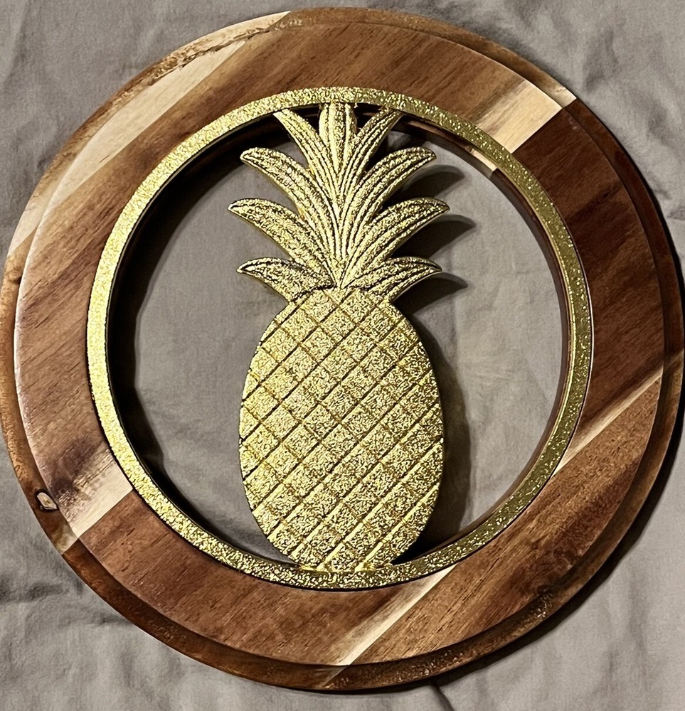 Acacia Wood Pineapple Trivet ThirstyStone 8.25”-image