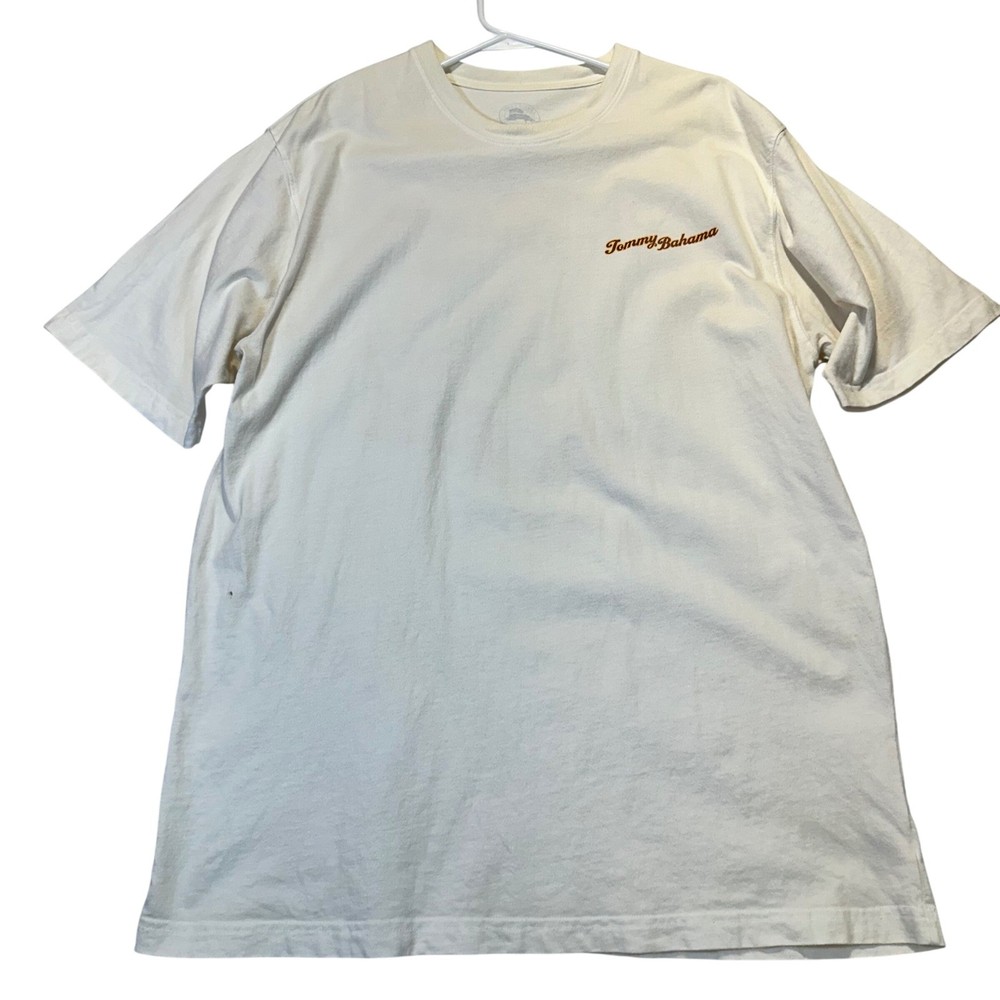 Tommy Bahama Graphic T-Shirt Mens XL Cream Last Call Cocktail Tropical Beach