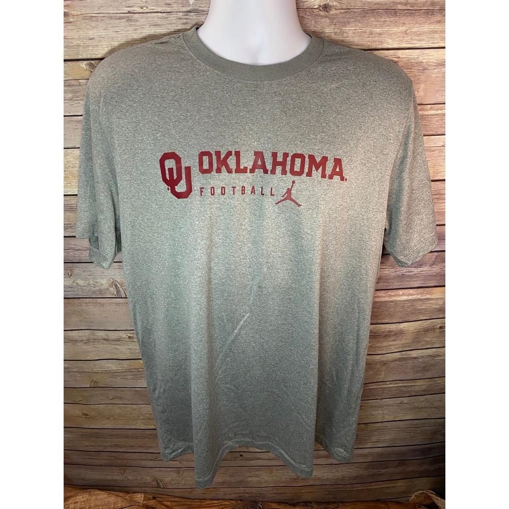 OKLAHOMA SOONERS Jordan Nike T-Shirt — Gray Dri-FIT Men's Large NCAA