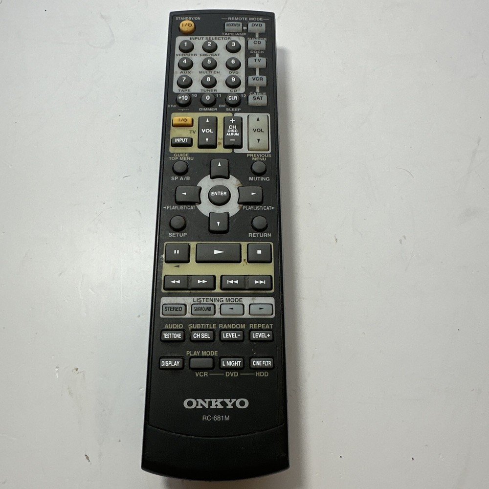 Onkyo RC-681M Black Replacement Remote for DVD CD TV VCR AV Receiver