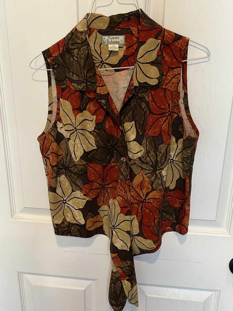 Womens Tommy Bahama Silk Vest Shirt/Blouse 100% Silk Size M 8/10