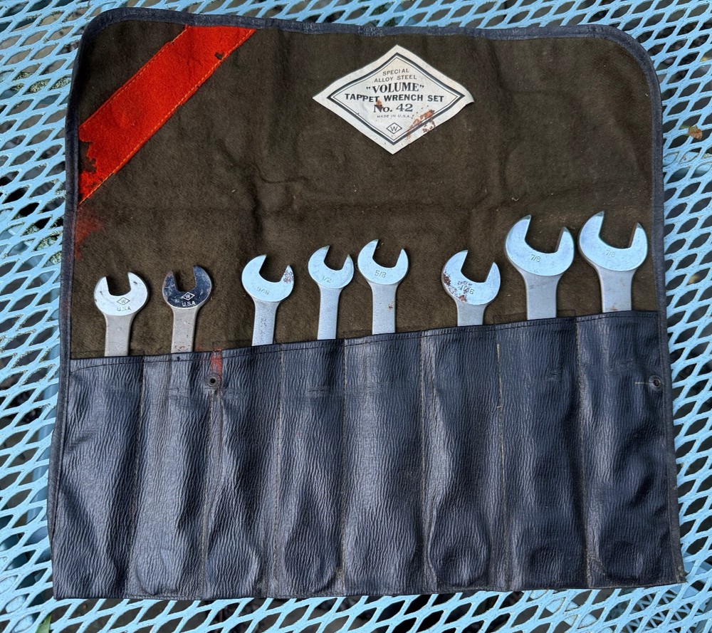 Vintage 1920's JH Williams & Co Set Tappet Wrench Set USA Original Canvas Pouch