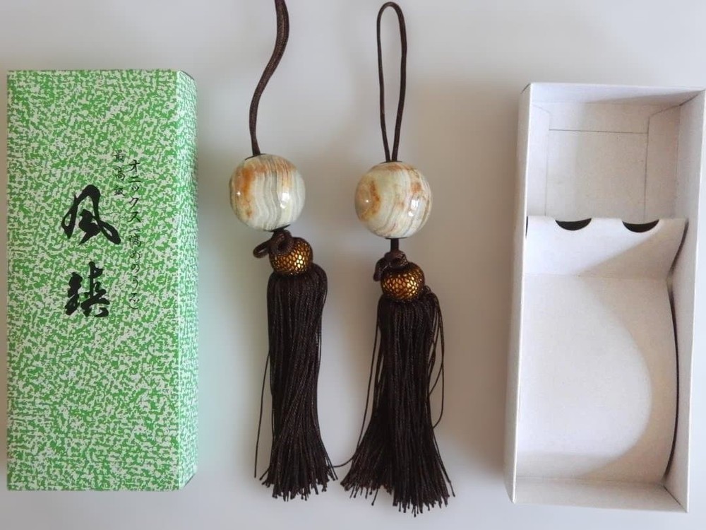 Onyx Hanging Scroll Weight Striped Agate Traditional Decor
