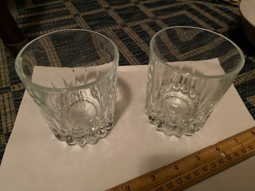 2 Promotional 1965 Chivas Regal Logo Rocks Whiskey Scotch Crystal Glass Set of 2