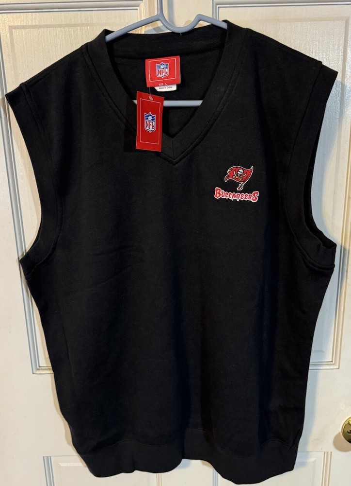 Tampa Bay Buccaneers NFL Black Embroidered Logo Vest Mens Large